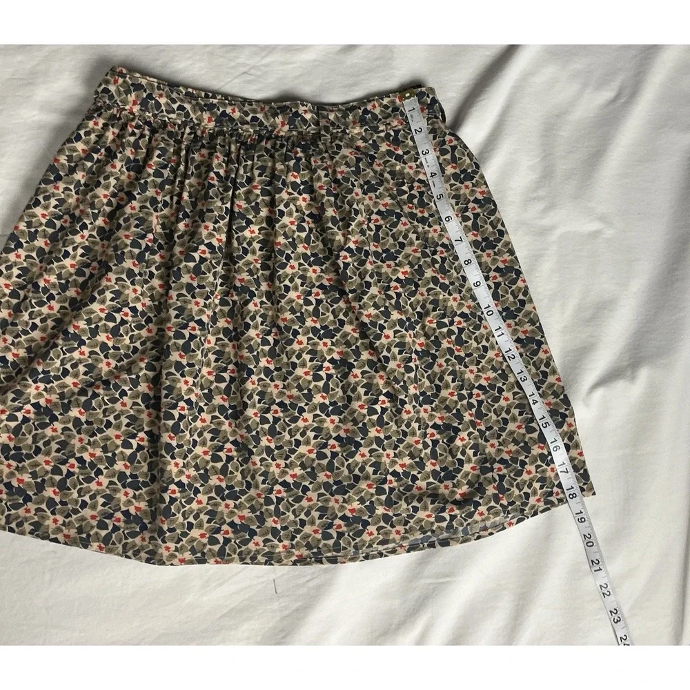 Canvas Land's End Womens Size 2 Floral Print Skirt‎ Belted Knee length Lined